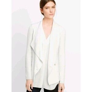 Vince White Draped Front Shawl Collar Minimalist Ribbed Sleeve Blazer Jacket 8